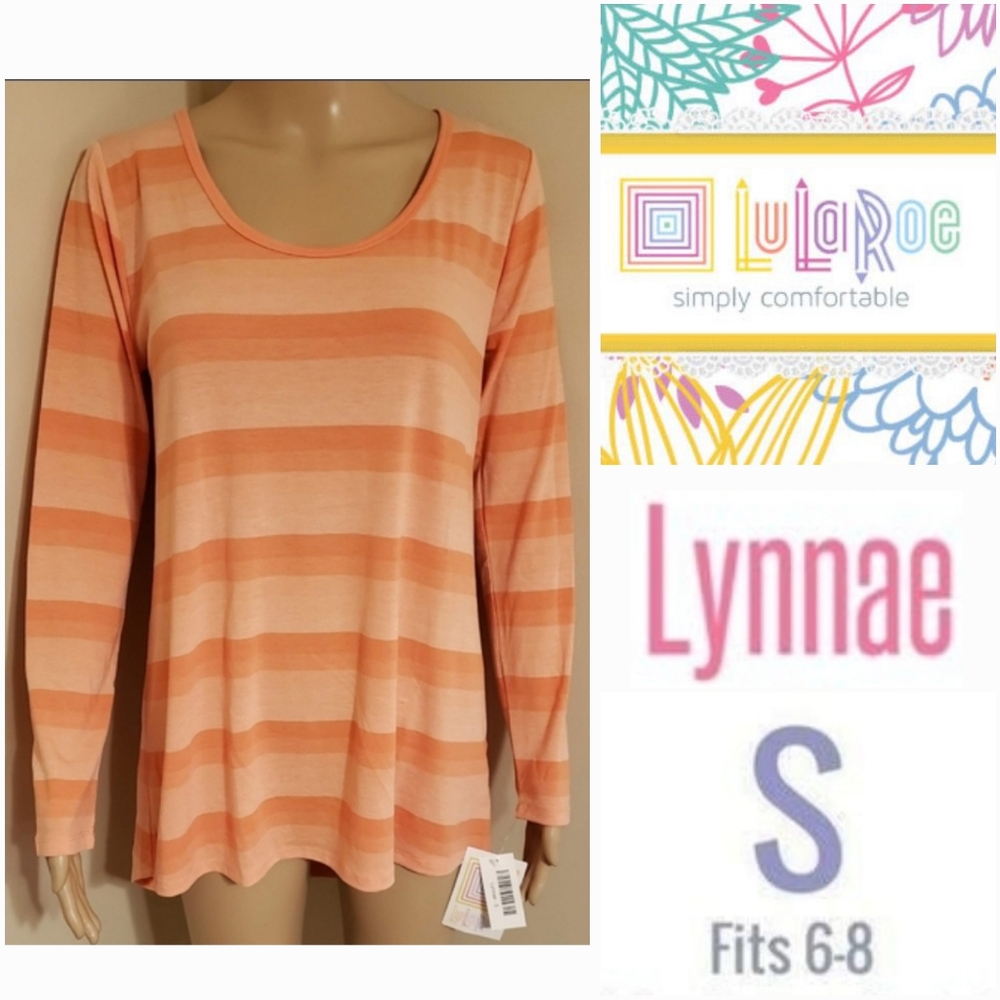 NWT Lularoe S Lynnae Orange, Coral, Peach Ombre Striped Tunic Top